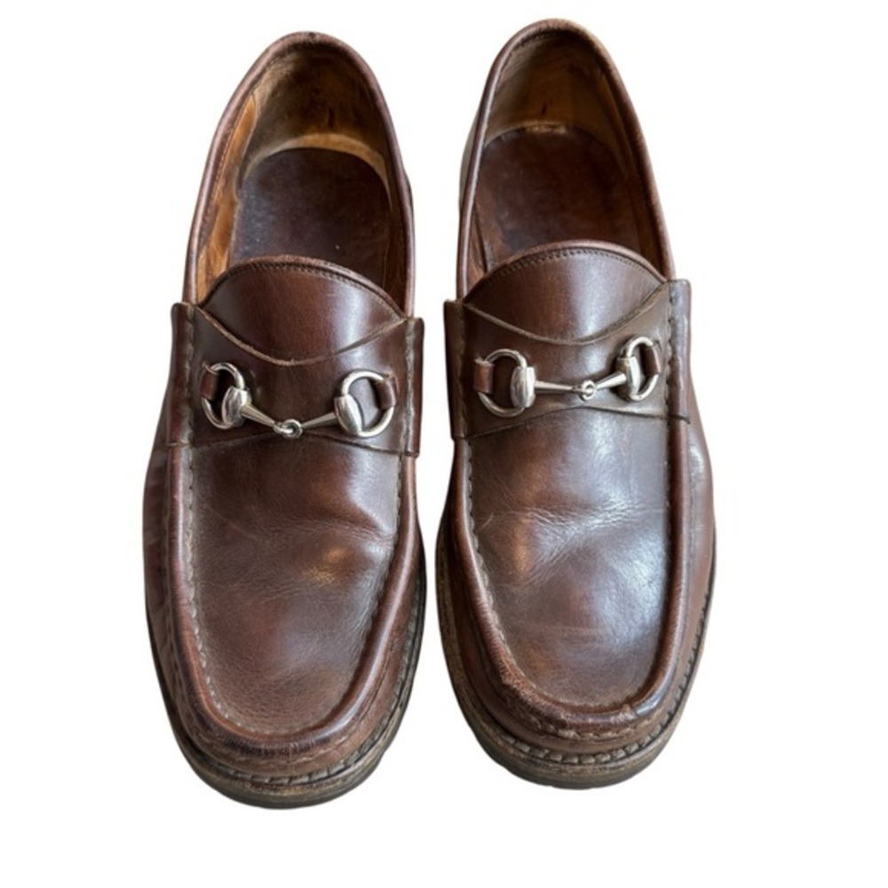 Gucci Men’s 8 Horsebit Loafers Brown Leather Silver Old Money Equestrian Classic - Picture 2 of 16